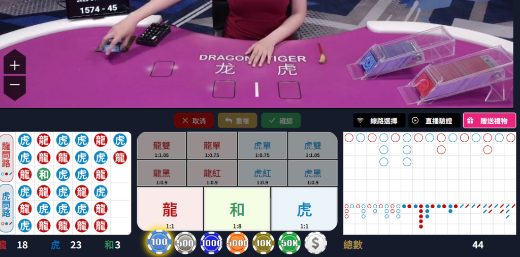 財神娛樂城真人龍虎鬥的遊戲畫面